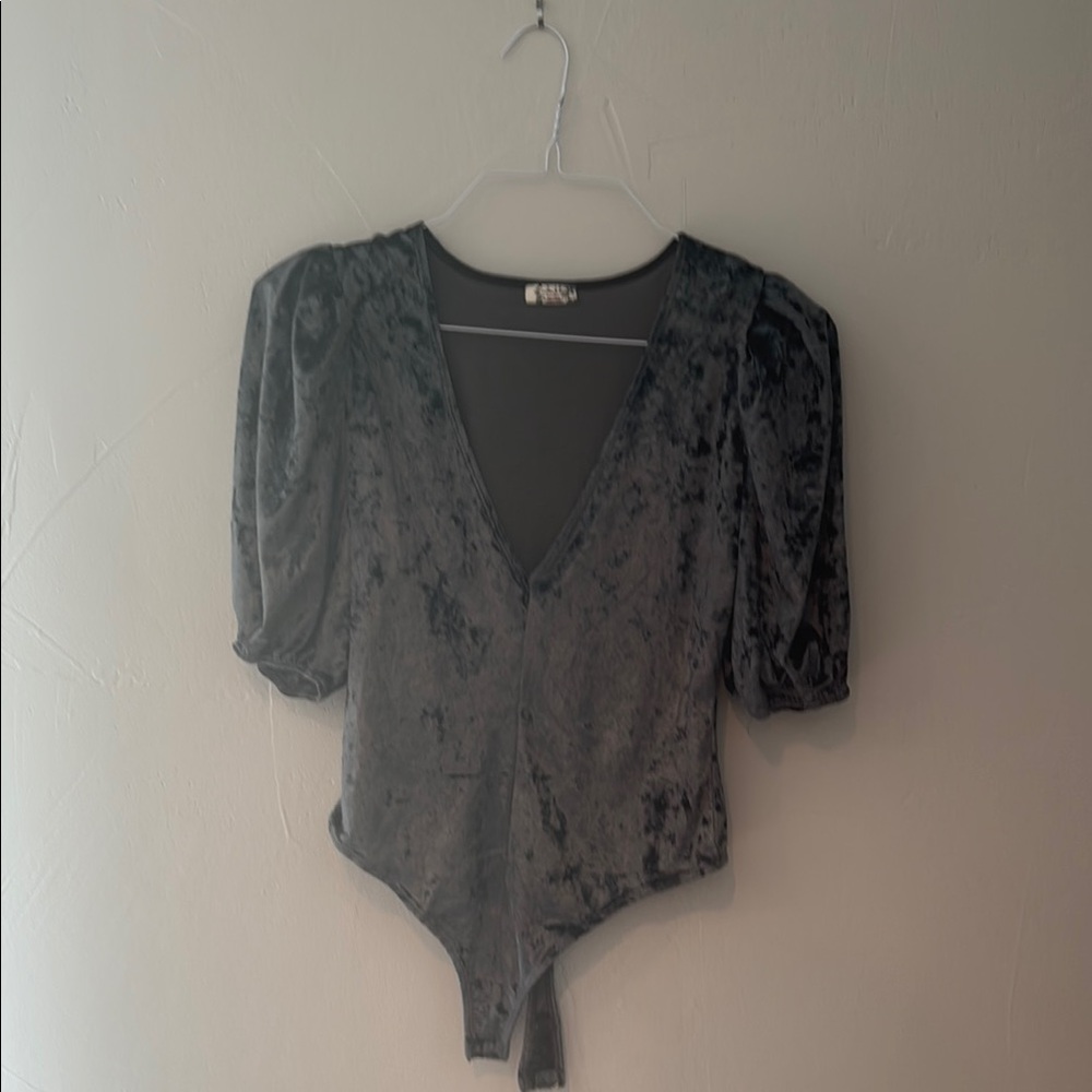 Elegant Gray Velvet Women's Top